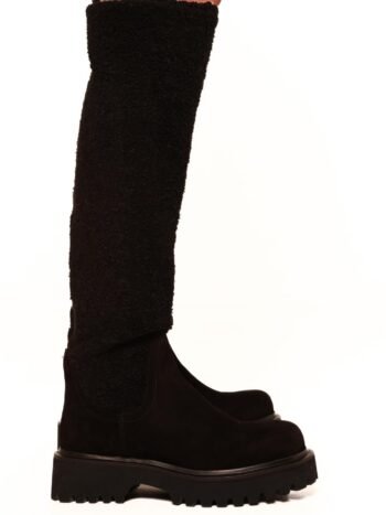 Black Otter Fur Boots