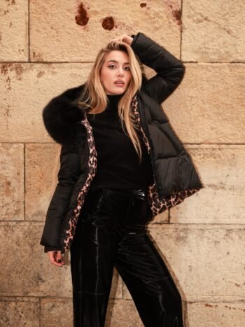 Doubled faced black animal print